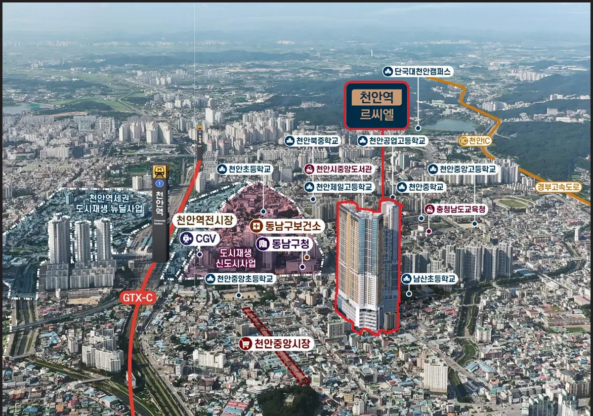 천안역의 지도일러스트